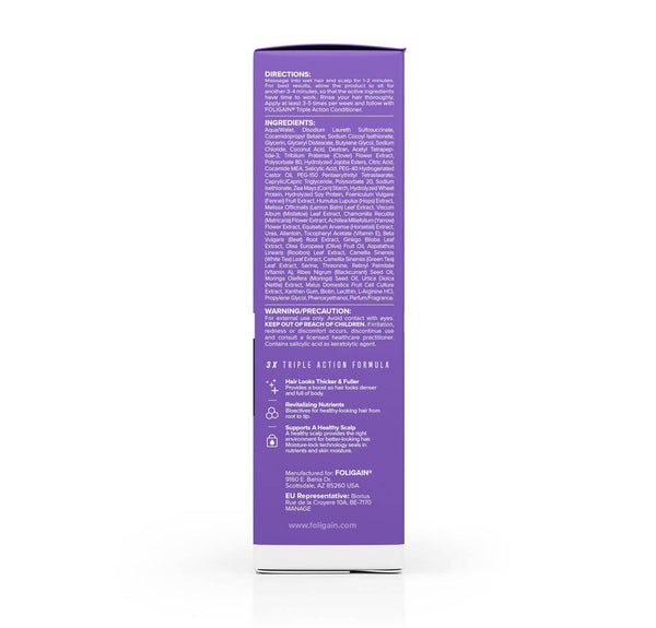 FOLIGAIN Triple Action Shampoo For Thinning Hair For Women with 2% Trioxidil - Foligain US